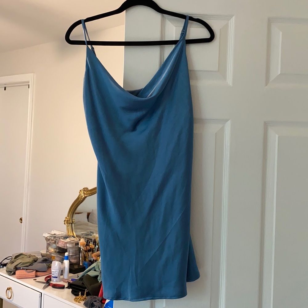 Mini Satin Cowl Neck Dress